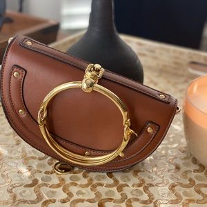 Leather half moon clutch!